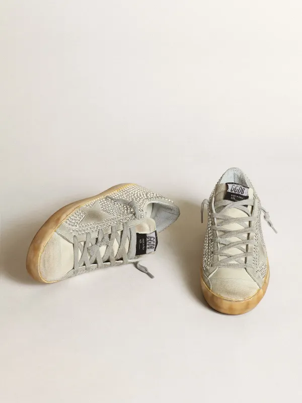 Golden Goose Women’S Super-Star In Aged White Nubuck With Swarovski Crystals (GWF00174.F003459.10273) (2)