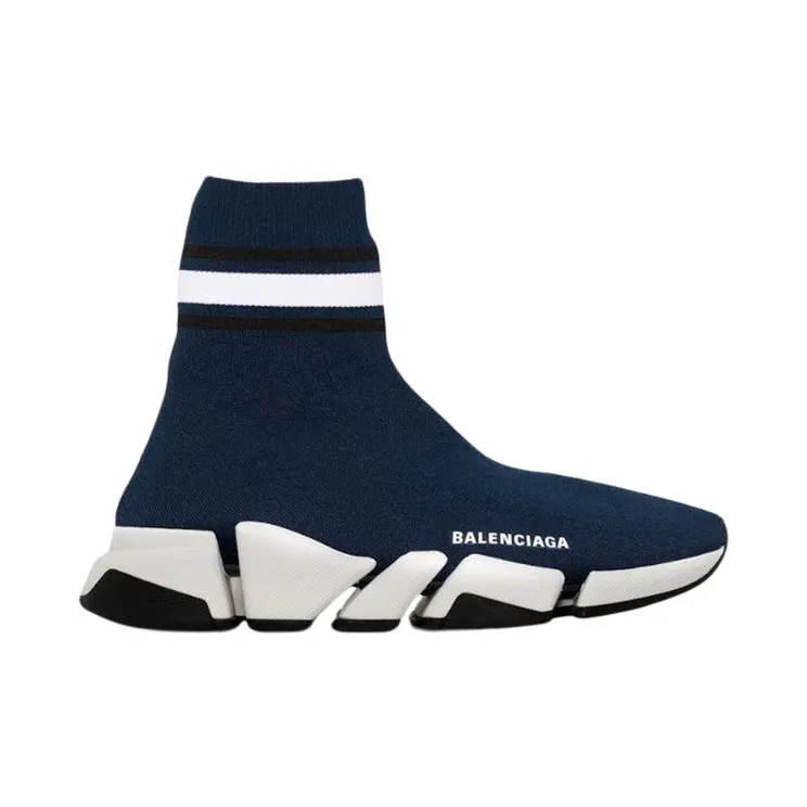 Balenciaga Speed 2.0 Striped Navy Blue Black White (674608W2F604199)