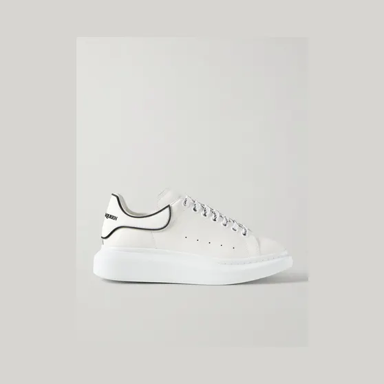 Mcqueen Exaggerated-Sole Rubber-Trimmed Leather Sneakers White (553680WWAAN)