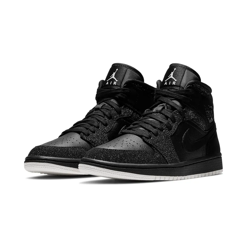 Air Jordan Nike AJ I 1 WMNS Mid Glitter Black (BQ6472-001)