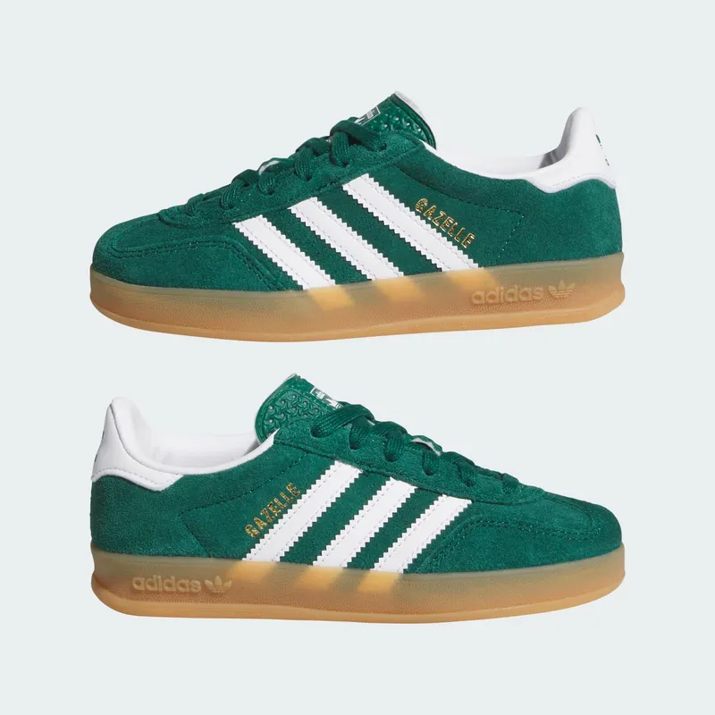 Adidas GAZELLE INDOOR Shoes Collegiate Green / Cloud White / Gum (IH9134)