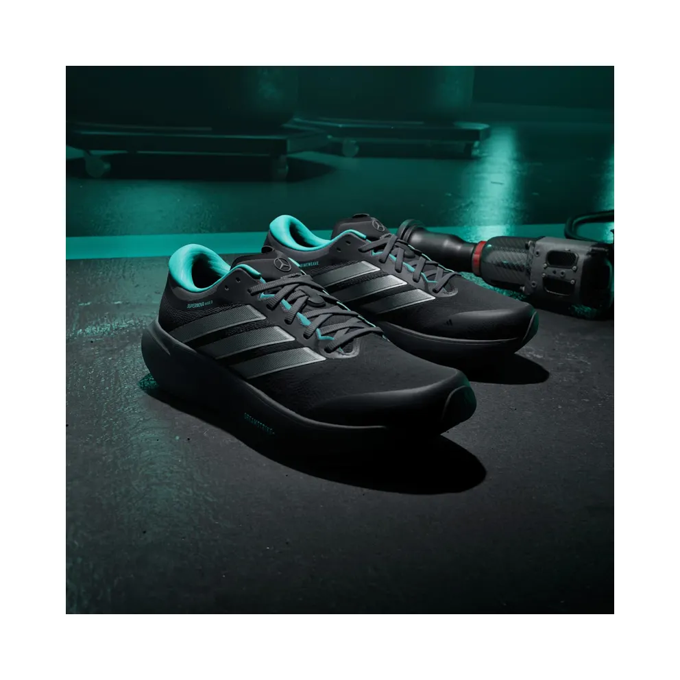 Adidas SUPERNOVA RISE 3 MERCEDES AMG PETRONAS F1 TEAM Shoes Core Black / Silver Metallic / Semi Mint Rush (KJ3671)