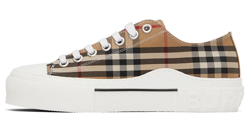 Burberry Beige Cotton Check Sneakers (8049745) (3)