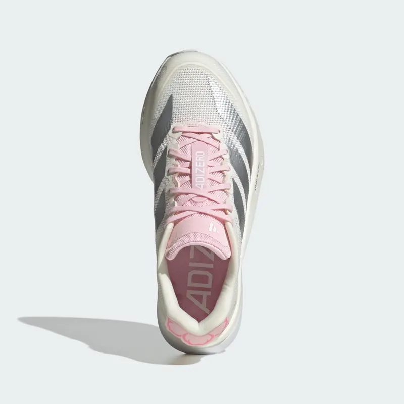 Adidas Adizero Boston 13 Core White / Silver Metallic / Clear Pink (JQ9667)