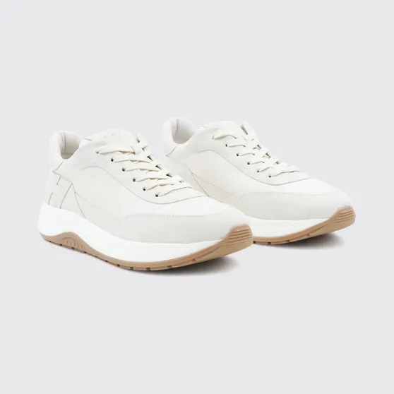 Hogan Hi-Light Smooth Leather and Suede Sneakers with H Logo White (HXM7190GH50N91B013)