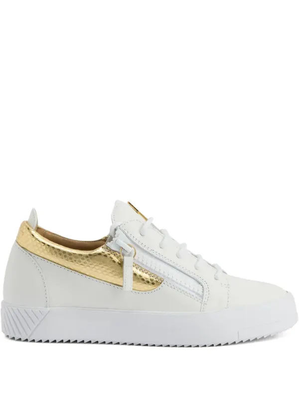 Giuseppe Zanotti Gail sneakers with slangenleer vlak and rits – Gold (RW50019H02)