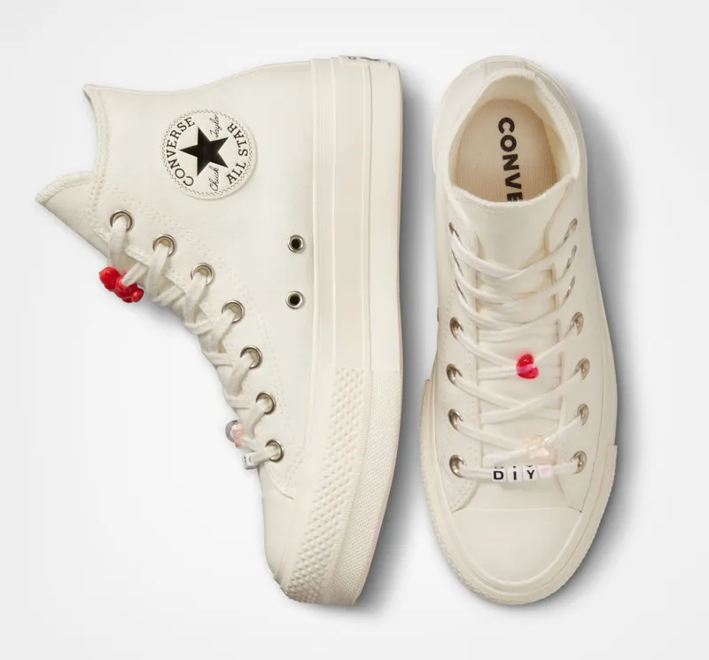 Converse Chuck Taylor All Star Lift Platform DIY Beads Egret/egret/black