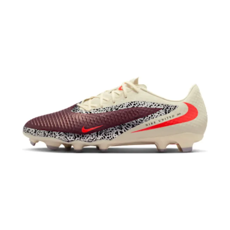 Nike United Phantom 6 Low Academy Multi-Ground “Burgundy Crush / Fossil / University Red” (IO8446-661)
