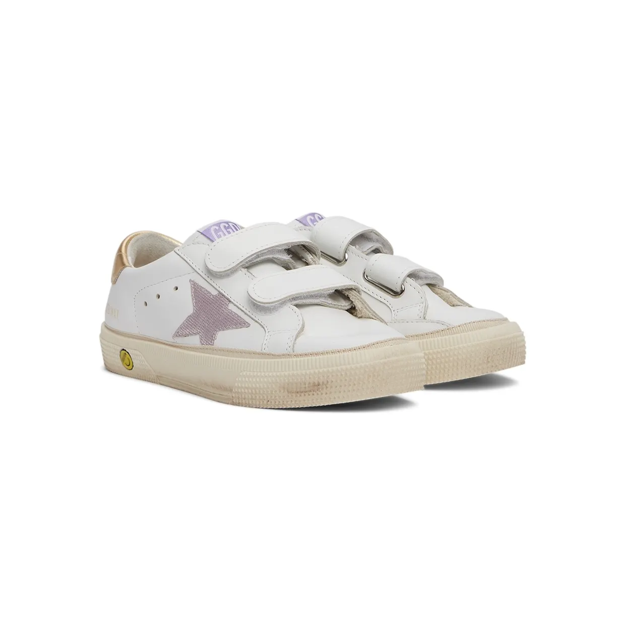 Golden Goose Kids White & Pink Check Star May School Sneakers (GYF00198.F001995.10761) (4)