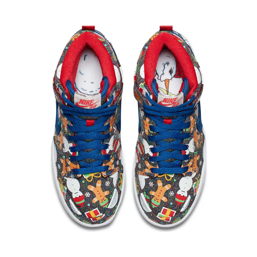 Nike SB Dunk High Concepts Ugly Christmas Sweater 2017 (GS) Blue Ribbon/Blue Ribbon-Atom Red (AO1559-446)