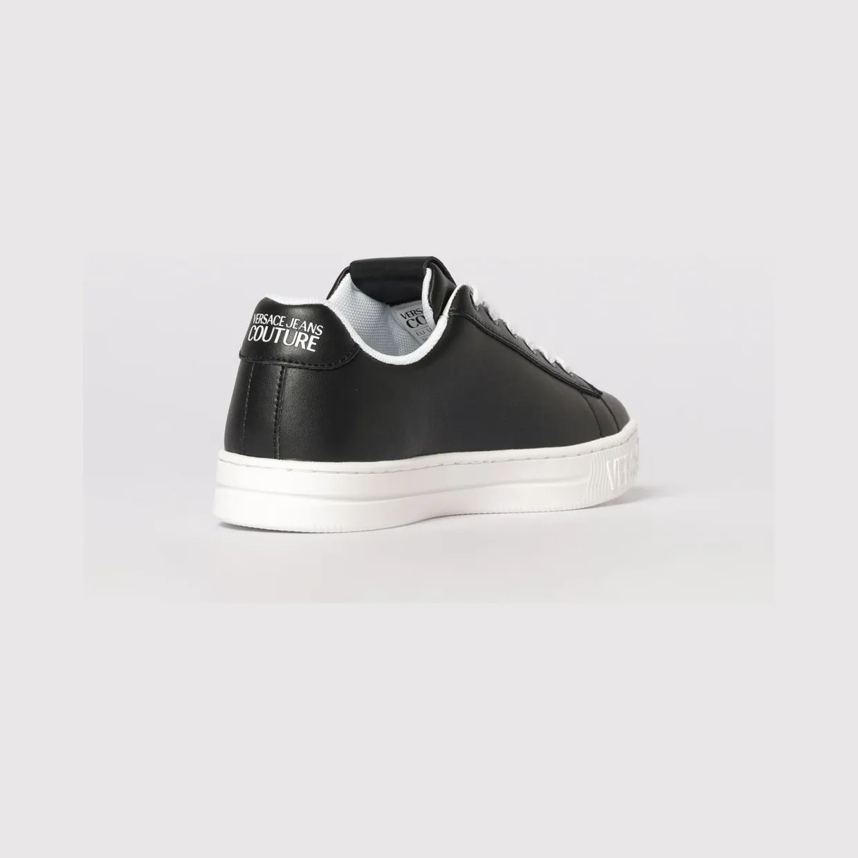 Versace Leather Sneakers with Baroque Print Black (80VA3SK3ZPB73899) (2)