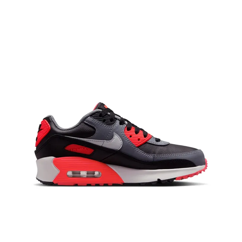 Nike AIR MAX 90 (GS) “BLACK COOL GREY BRIGHT CRIMSON PHOTON DUST (GS)” (HF6358-005)
