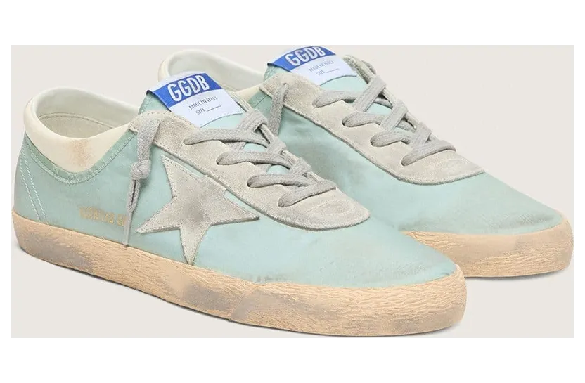 Golden Goose Women’S Super-Star In Light Green Nylon With Light Gray Suede Star (GWF01080.F008483.35977) (2)