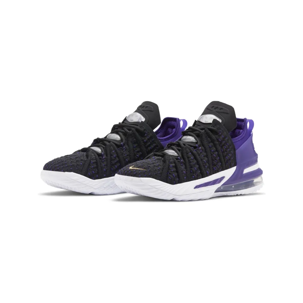 Nike LeBron 18 GS ‘Lakers’ Black/Metallic Gold/Court Purple/White (CW2760-004)
