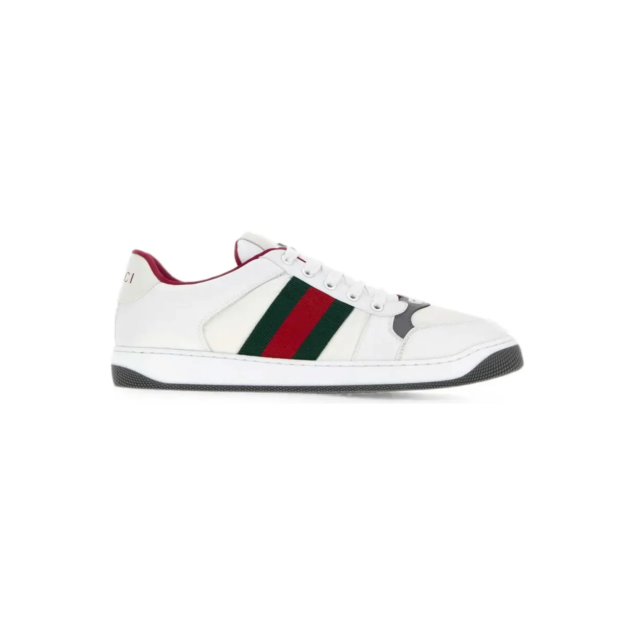 Gucci Screener leren met Web-streep “White” (A00147FAGAU)