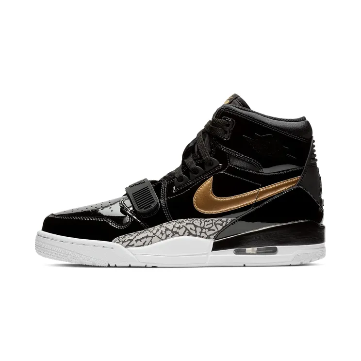 Jordan Legacy 312 Black Gold Patent “Black / White / Metallic Gold” (AV3922-007)