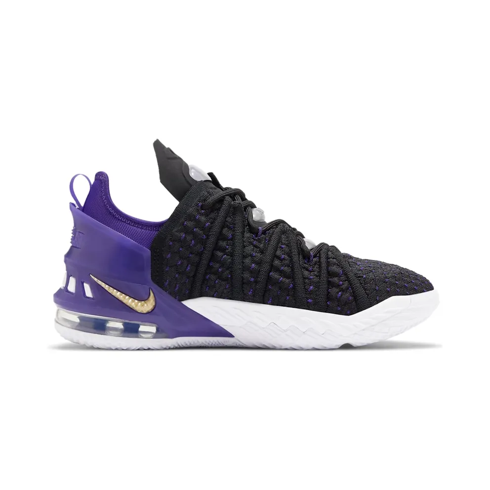 Nike LeBron 18 GS ‘Lakers’ Black/Metallic Gold/Court Purple/White (CW2760-004)