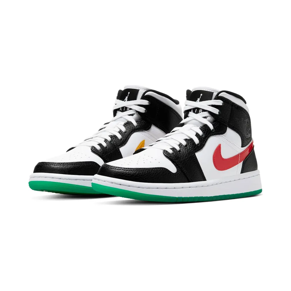 Air Jordan Womens Nike AJ I 1 Mid ‘Alternate Swooshes’ Red Yellow (2020) (BQ6472-063)