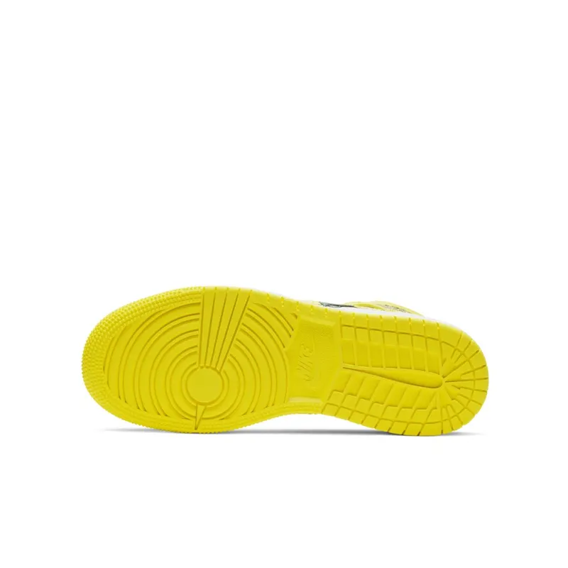 Jordan 1 Mid Dynamic Yellow Floral (GS) Dynamic Yellow/Black-White (AV5174-700)
