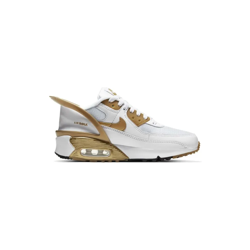 Nike Air Max 90 Flyease White Gold (GS) White/White-Black-Metallic Gold (CV0526-100)