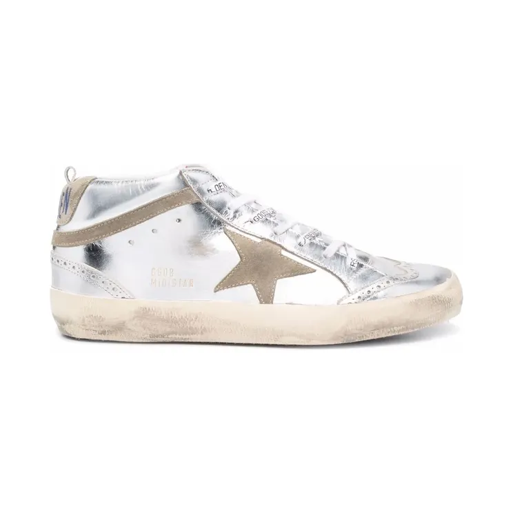 Golden Goose Laminierte Star and Wave Sneakers – Silber (GMF00122F002794)