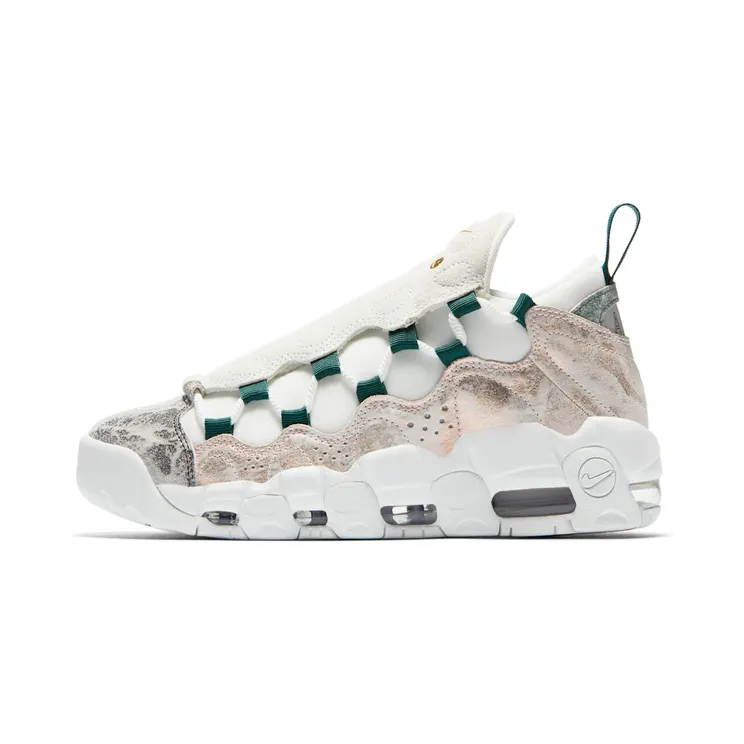Nike Air More Money LX “Summit White / Oil Grey / Rainforest” (AJ1312-101)