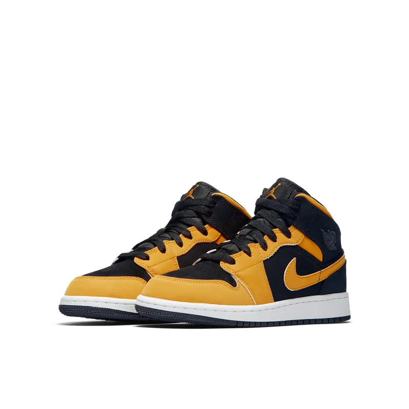 Jordan 1 Mid Reverse New Love (GS) Black/University Gold-White (554725-071)