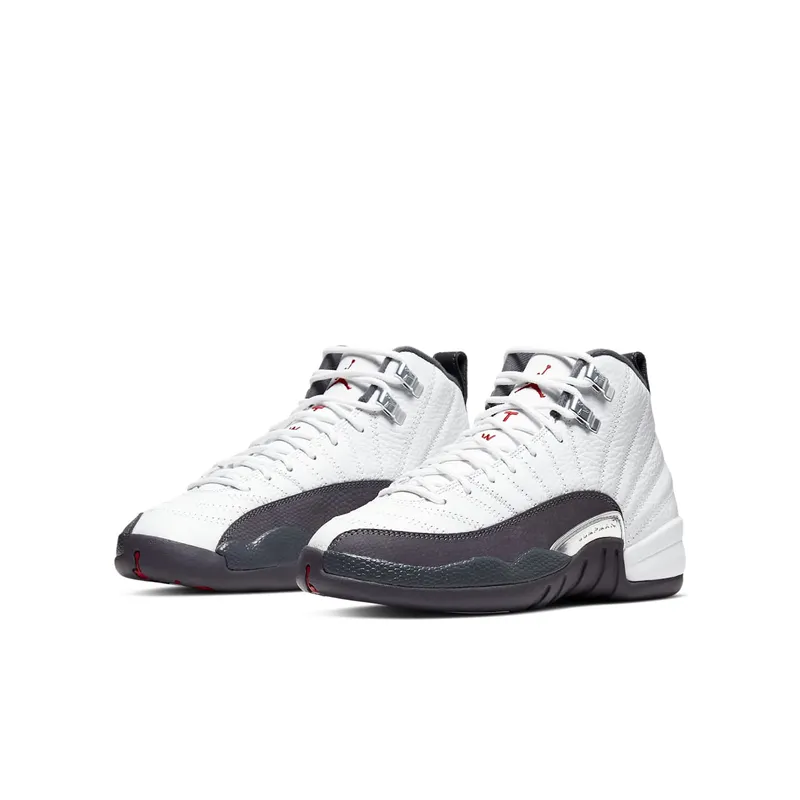 Jordan 12 Retro White Dark Grey (GS) White/Dark Grey-Gym Red (153265-160)