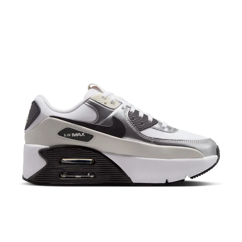 Nike Air Max 90 LV8 White Phantom Metallic Silver Black (IB0170-100)