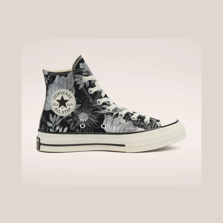 Converse Chuck 70 High ‘Vintage Floral – Black Silver’ Black/Silver/Egret (569236C)