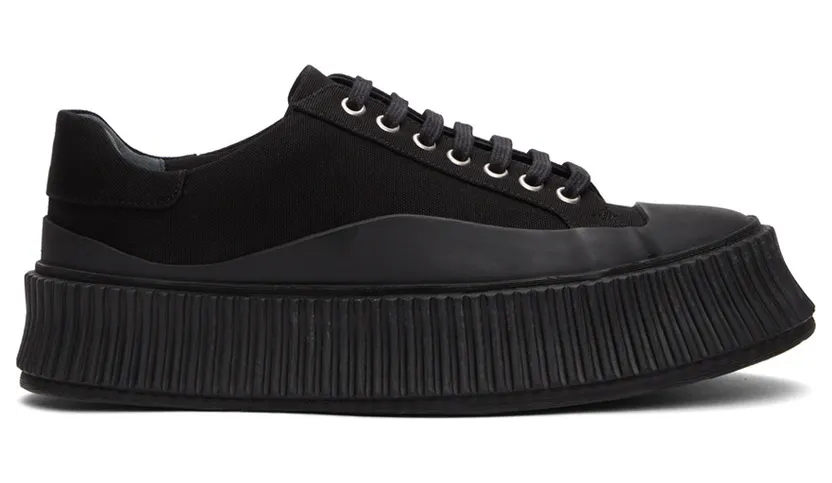 Jil Sander Black Canvas Platform (JI32535B_15605)