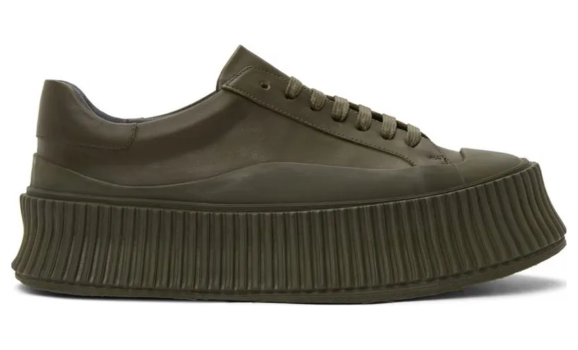 Jil Sander Khaki Leather Platform Sneakers (JS32108A_13032)