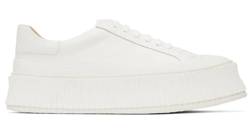 Jil Sander White Leather Platform Low-Top Sneakers (J15WS0002_P4833)