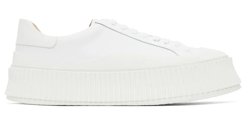Jil Sander White Leather Platform Sneakers (JI32535A-12281)