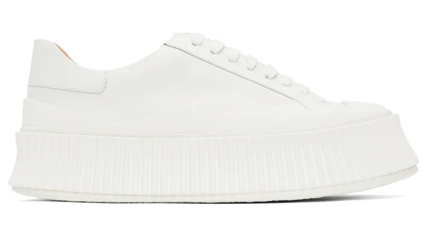 Jil Sander White Leather Platform Sneakers (JS32108A_13034)