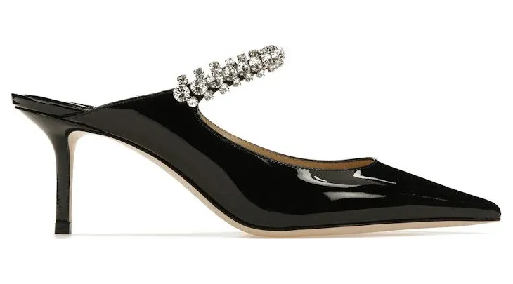 Jimmy Choo Bing 65mm Heeled Mule Black Patent Leather (BING65PAT#BLACK)