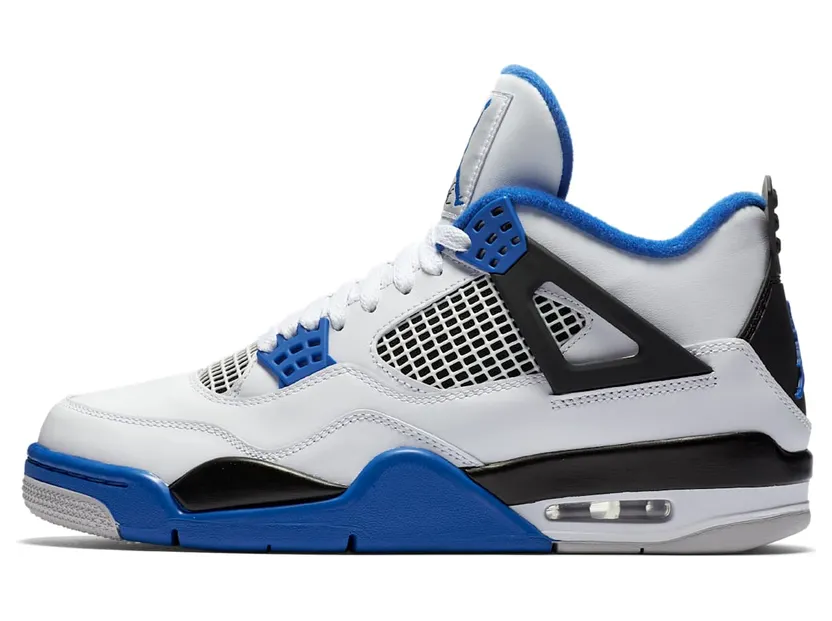 Air Jordan 4 Retro White – Motorsports “White / Black / Game Royal” (308497-117)