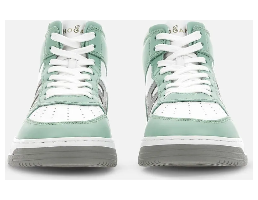 Sneakers Hogan H630 High Top White Green Silver (HXW6300EU40OE6543X) (4)
