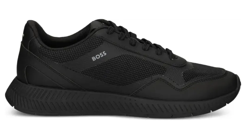 BOSS Mesh-Sneakers mit gerippter Sohle – Schwarz (50568928)