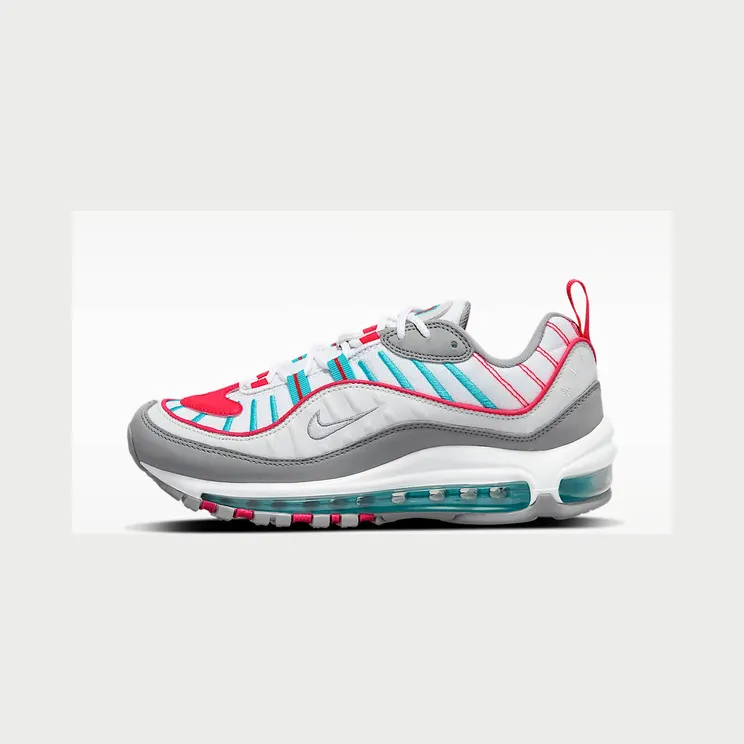 Nike Air Max 98 “Particle Grey / Laser Crimson / Oracle Aqua / White” (CI3709-002)