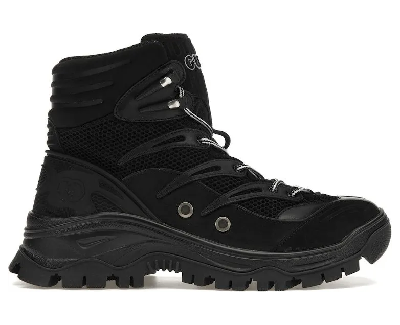 Gucci Contrast-Panel Lace-Up Boot Black (698779 2KD20 1000)