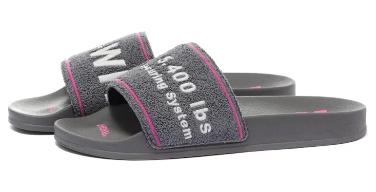 OFF-WHITE Chenille Slide Embroidered Grey Fuschia White (OMIC001S22MAT0030901)