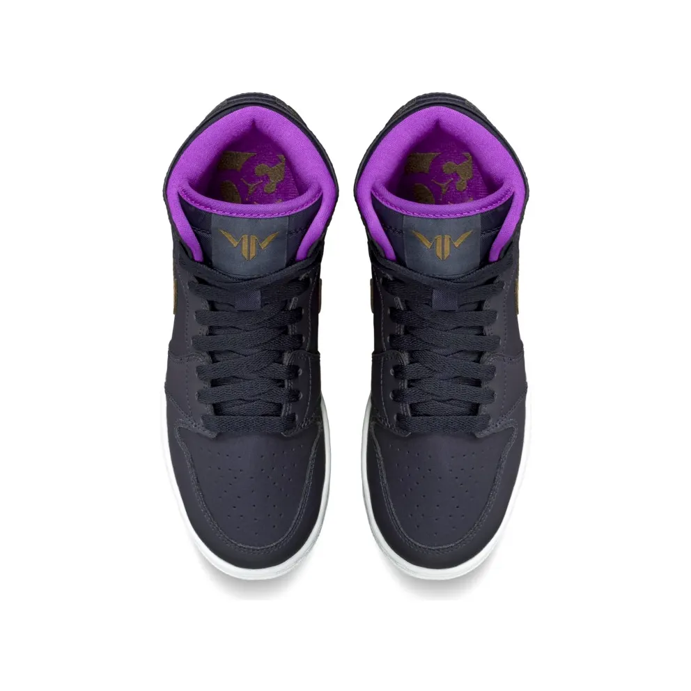 Jordan 1 Retro High Maya Moore (GS) Obsidian/Metallic Gold-White-Vivid Purple (332148-428)