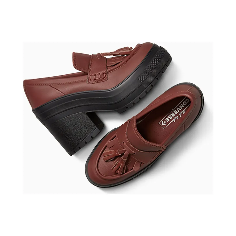 Converse Chuck 70 De Luxe Heel Loafer Platform Leather Dark Roast/Dark Roast/Black (A14715C)