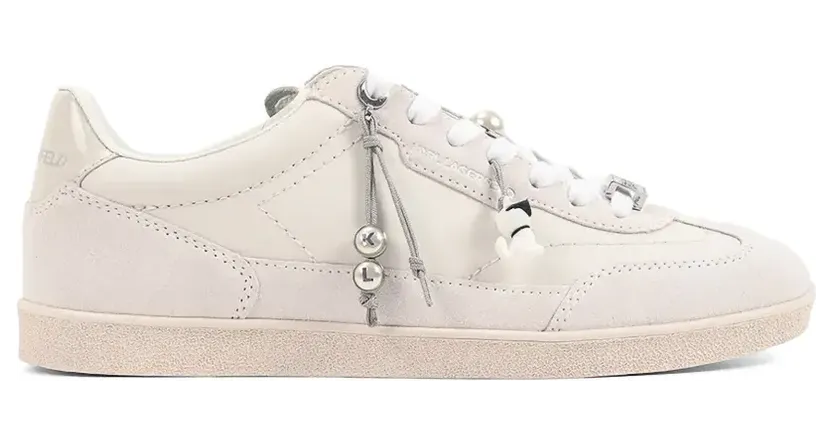 Karl Lagerfeld Sneakers verfraaid met bedels en vlakken – Beige (KL63821)