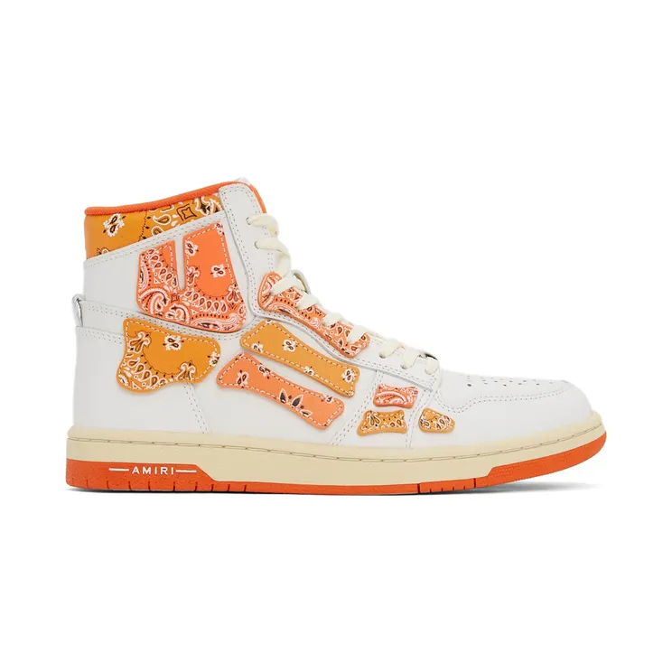 AMIRI White & Orange Skel Top Hi Bandana Sneakers (PS22MFS016-665)