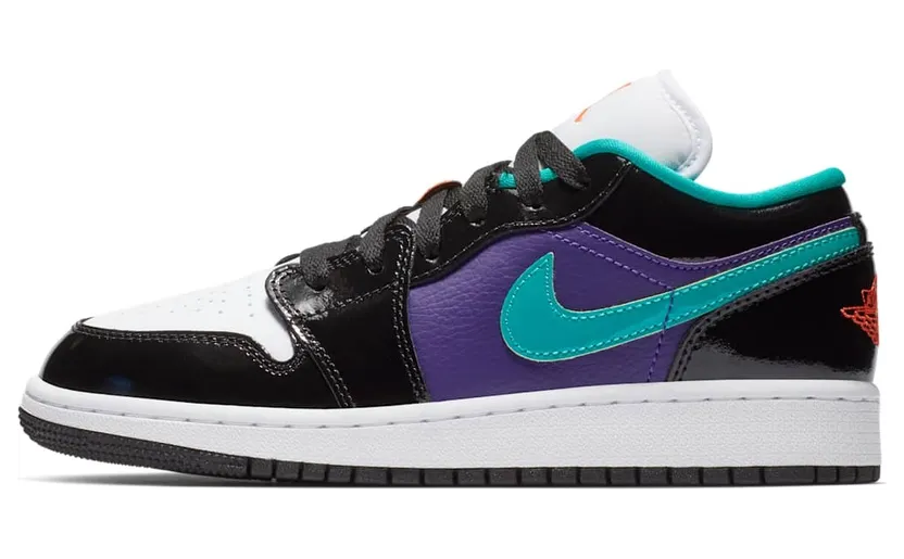 Jordan 1 Low Black Court Purple Turbo Green (GS)