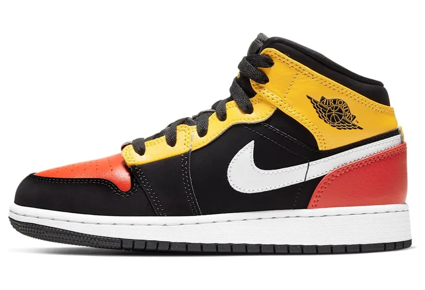 Jordan 1 Mid Black Amarillo Team Orange (GS)