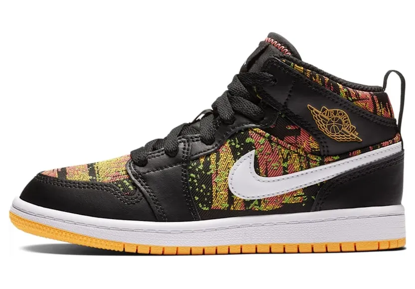 Jordan 1 Mid Black Laser Orange Bright Melon (PS)