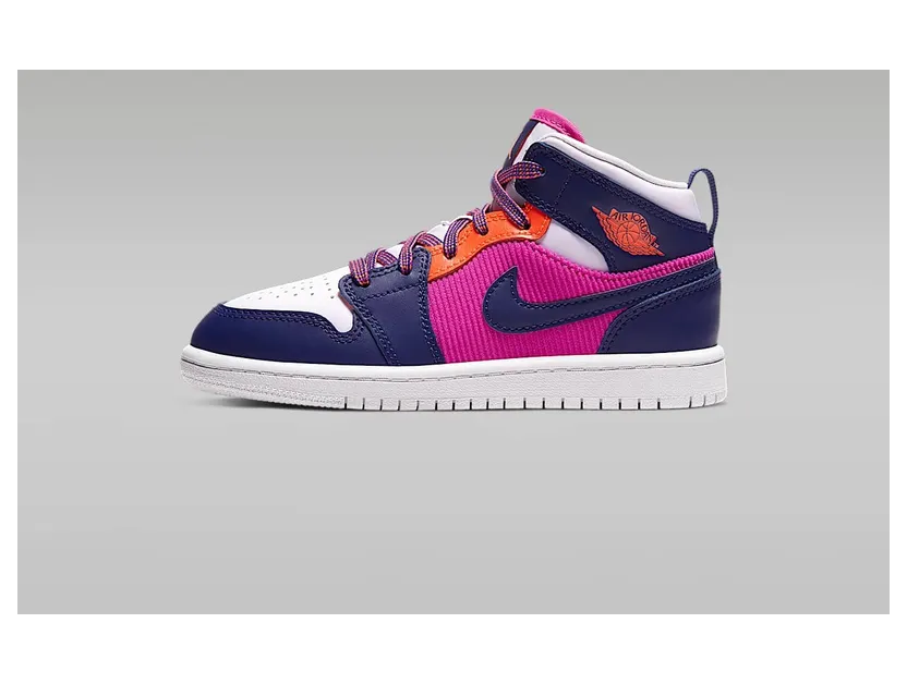 Jordan 1 Mid Fire Pink Barely Grape (PS)